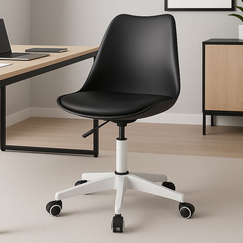 foto del prodotto shally dogan sedia da ufficio full nero poltrona da studio e casa ergonomica con ruote
