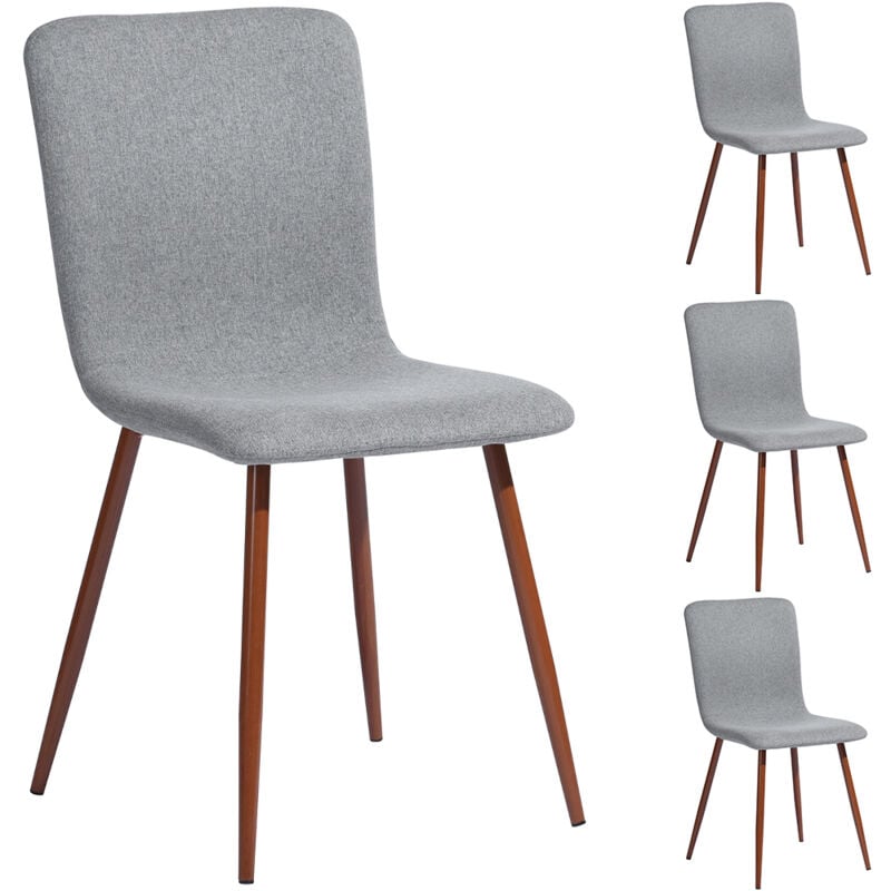 foto del prodotto shally dogan set 4 sedie per sala da pranzo grigio con gambe effetto legno seduta ergonomica
