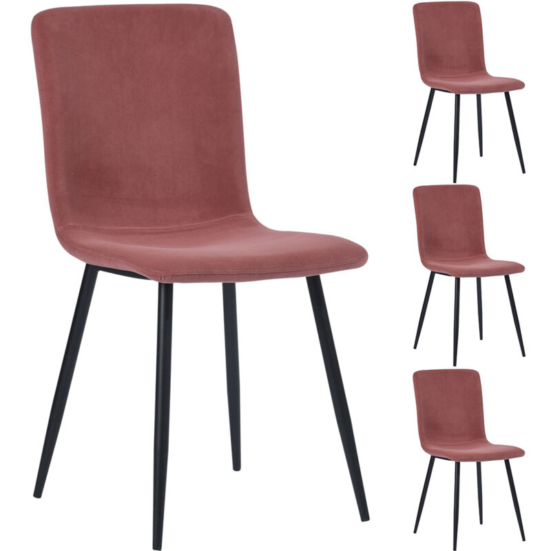 foto del prodotto shally dogan set 4 sedie per sala da pranzo in velluto rosa con gambe nere seduta ergonomica