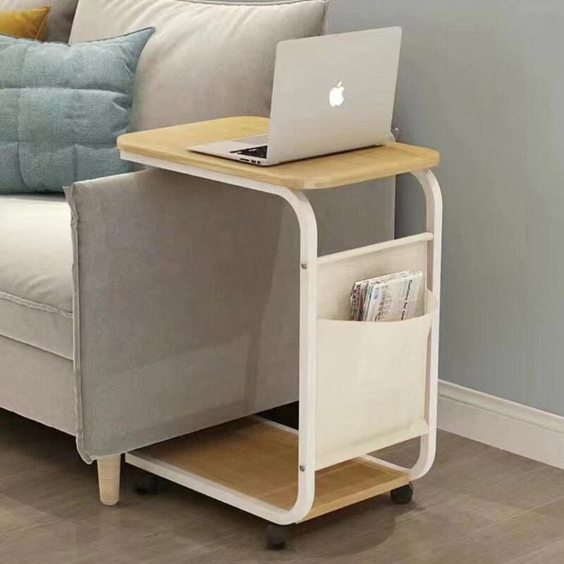 foto del prodotto shally dogan - tavolino ausiliario quercia ruote design moderno letto divano borsa portaoggetti