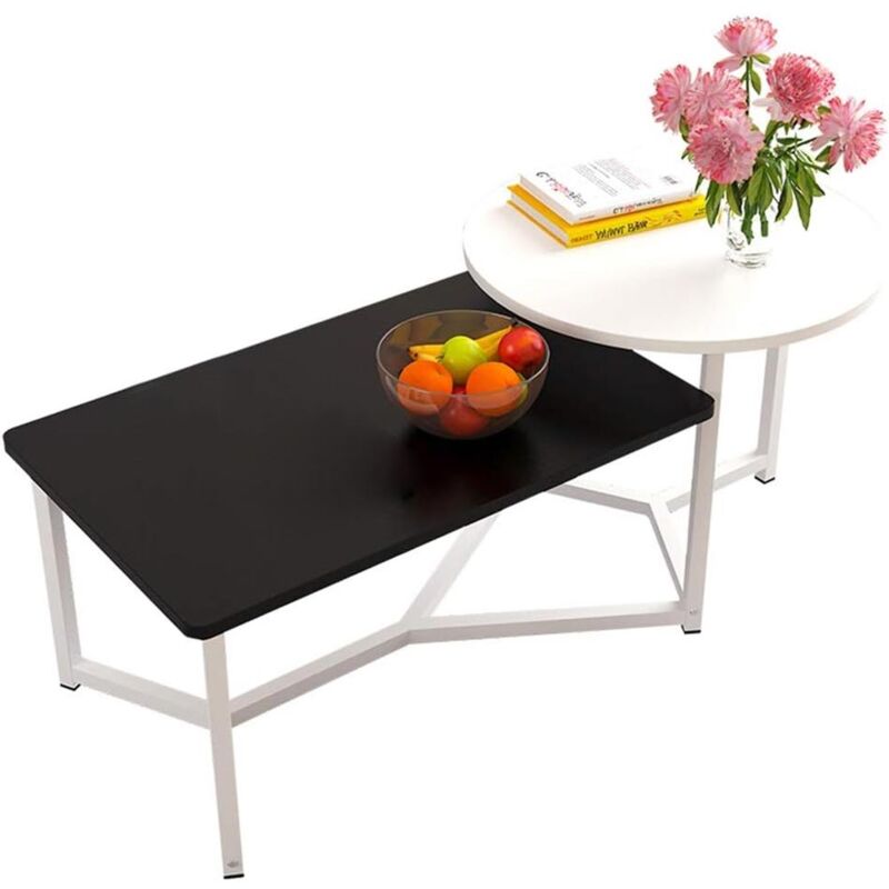 foto del prodotto shally dogan tavolino basso da caff 2 ripiani design luxury tavolo da salotto bianco e nero