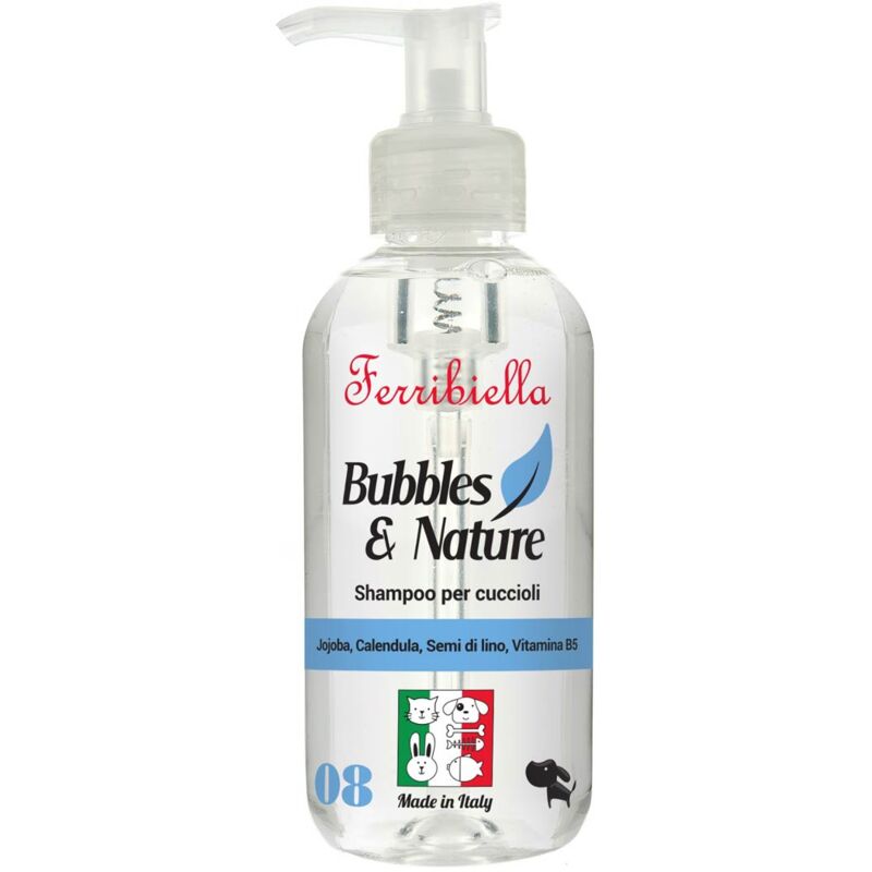 foto del prodotto shampoo con jojoba, calendula, semi di lino e vitamine b5 per cani cuccioli 250 ml