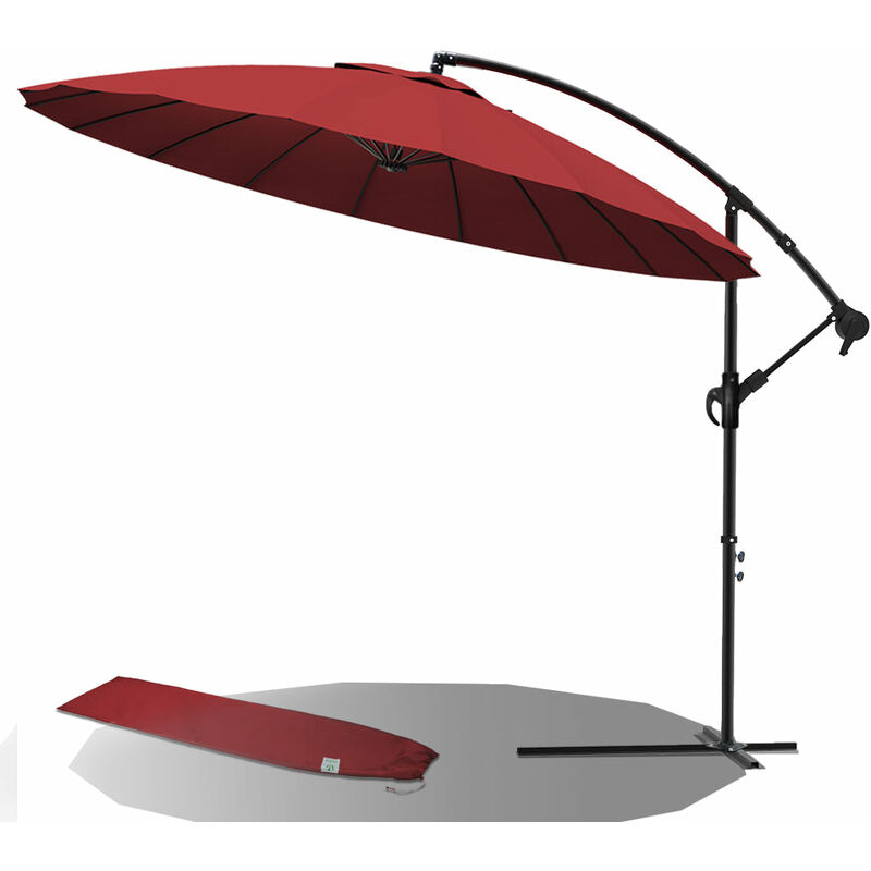 foto del prodotto shanghai ombrellone da giardino parasole decentrato con copertura di protezione 3m rosso vounot