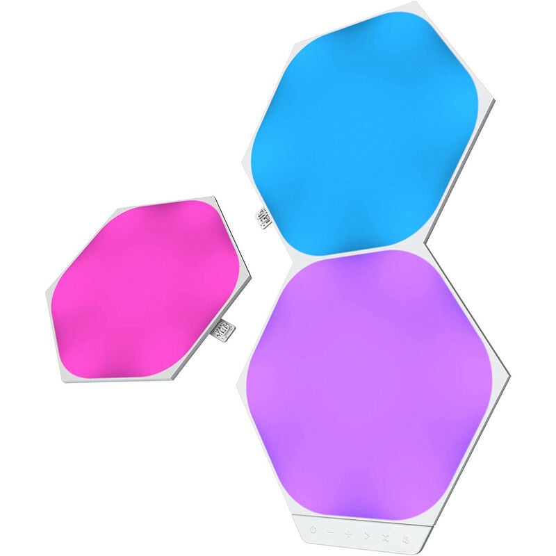 foto del prodotto shapes hexagon expansion pack, 3 esagoni led aggiuntivi rgbw applique da parete interno modulari, luci led 16m colori wifi, funziona con alexa,
