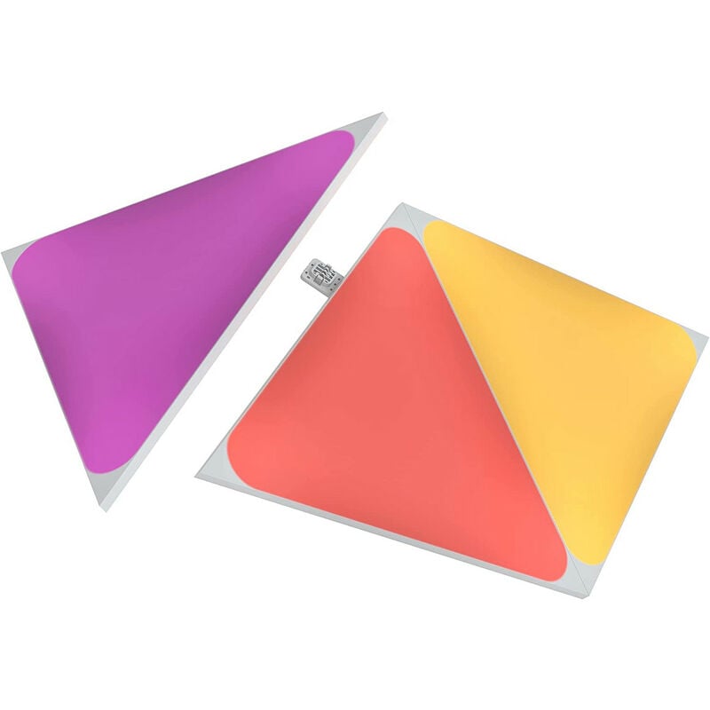 foto del prodotto shapes triangle expansion pack, 3 triangoli led aggiuntivi rgbw applique da parete interno modulari, luci led 16m colori wifi, funziona con alexa,