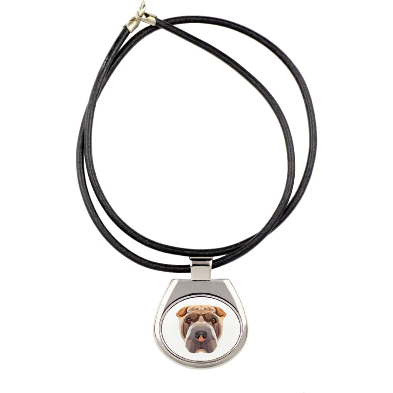 foto del prodotto shar pei - collana con foto e iscrizione geometrica di art-dog