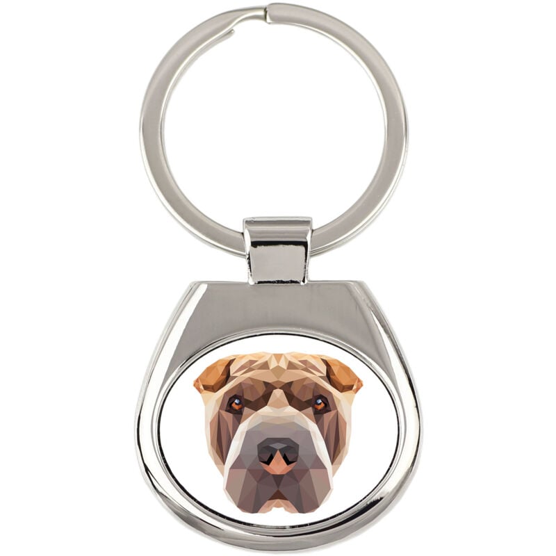 foto del prodotto shar pei portachiavi geometrico con foto e scritta art dog