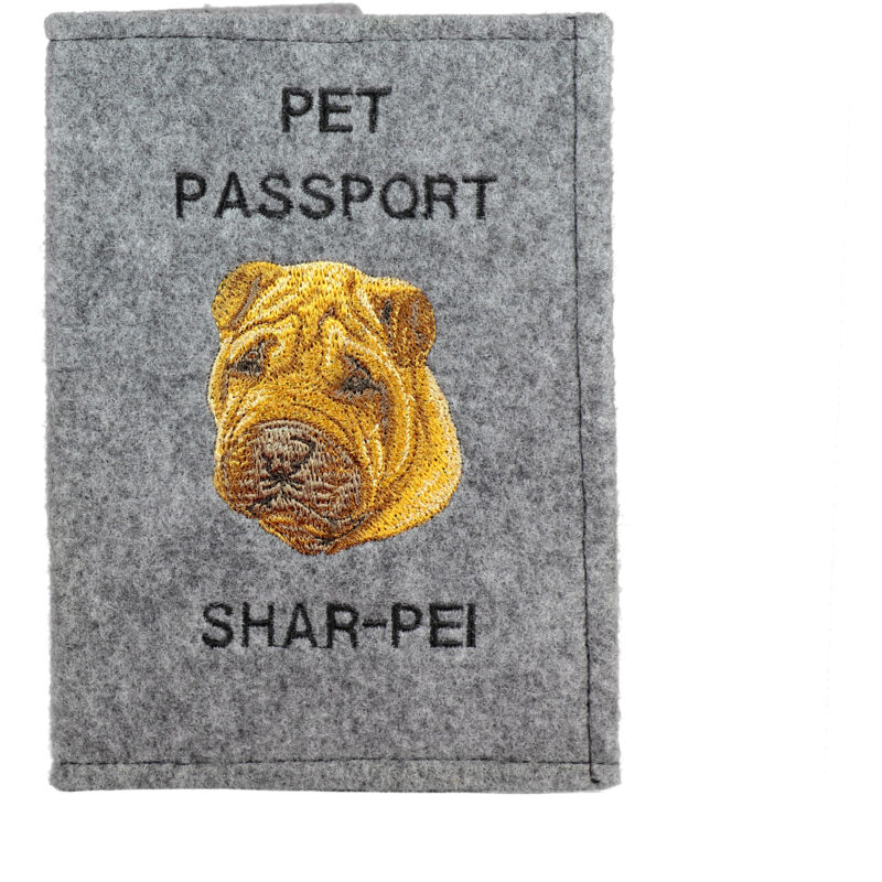 foto del prodotto shar pei portapassaporto per cani, portadocumenti, regalo per viaggiatori di art dog