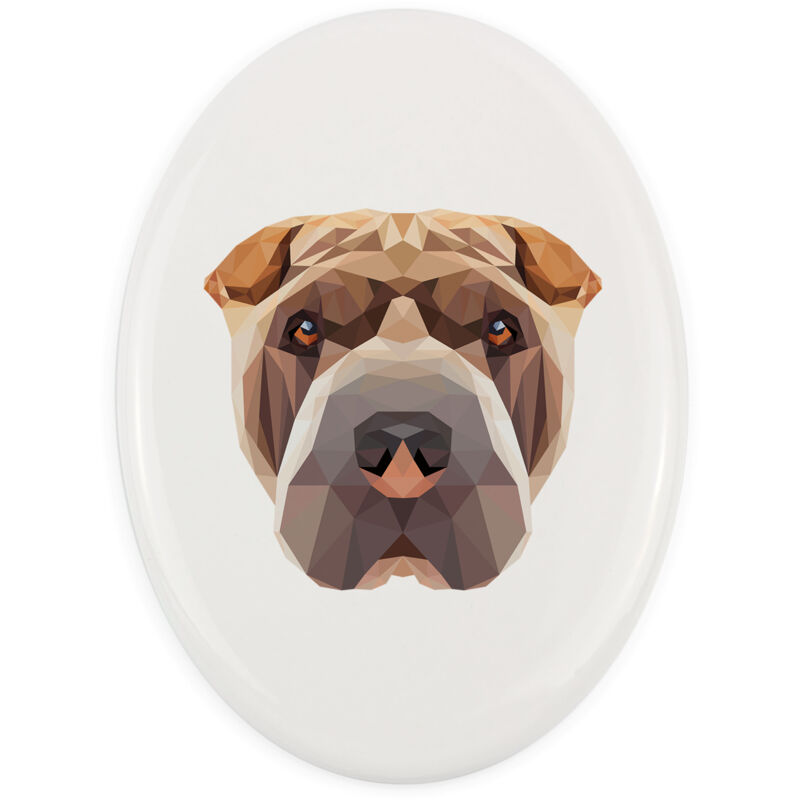 foto del prodotto shar pei un piatto con una foto e un iscrizione geometrica di art dog