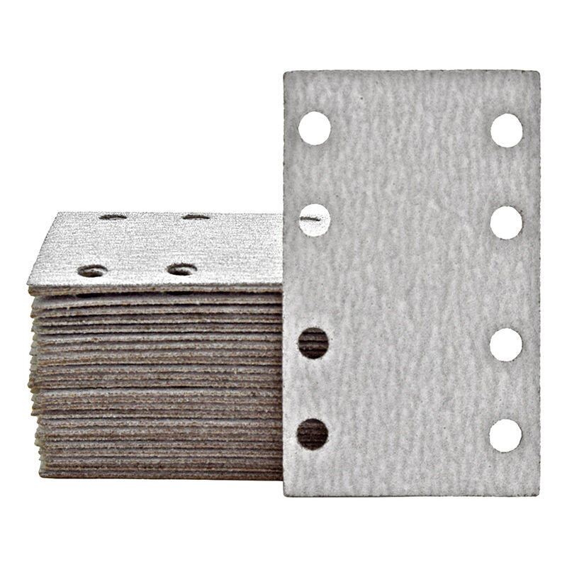 foto del prodotto shark carte abrasive velcrate, 133 x 80 mm, 8 fori, p. levigatrici orbitali, corindone normale 50 pz. g240 miotools