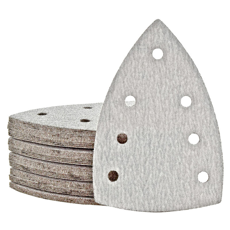 immagine 0 del prodotto shark carte abrasive velcrate, 150 x 100 mm, 7 fori, p. levigatrici a delta, corindone normale 50 pz. g120 miotools