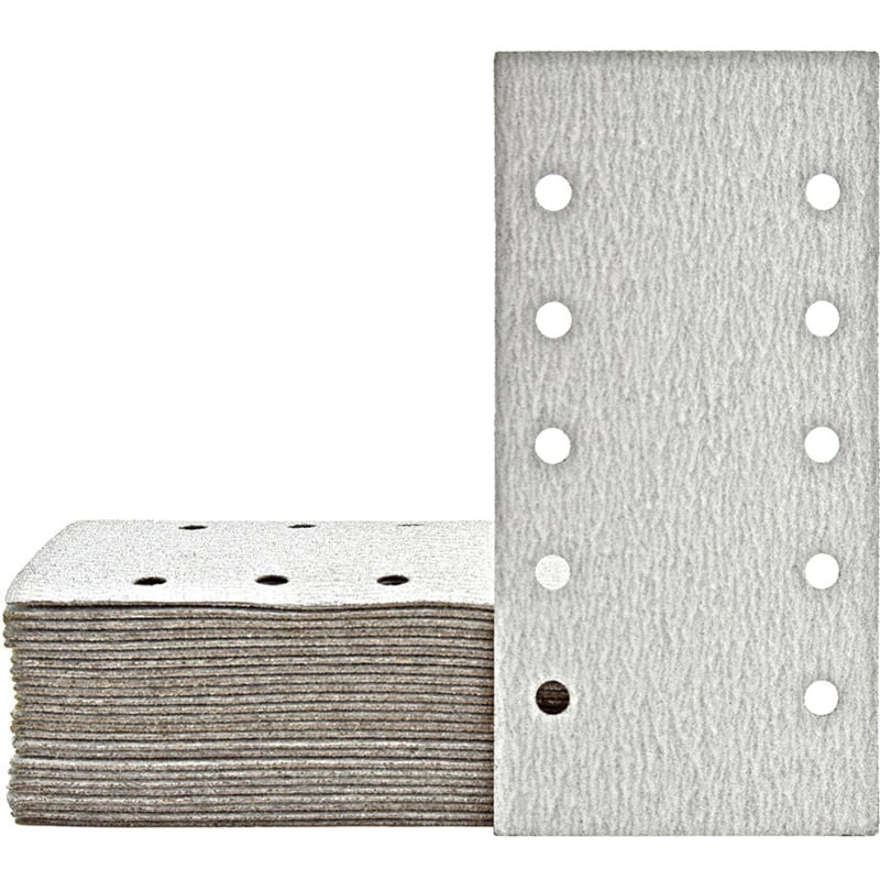 foto del prodotto shark carte abrasive velcrate, 230 x 115 mm, 10 fori, p. levigatrici orbitali, corindone normale 50 pz. g60 miotools
