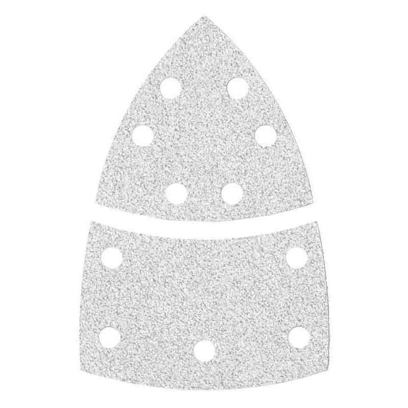 foto del prodotto shark carte abrasive velcrate, 93 62 x 102 mm, 11 fori, p. levigatrici a delta, corindone normale 50 pz. g40 miotools