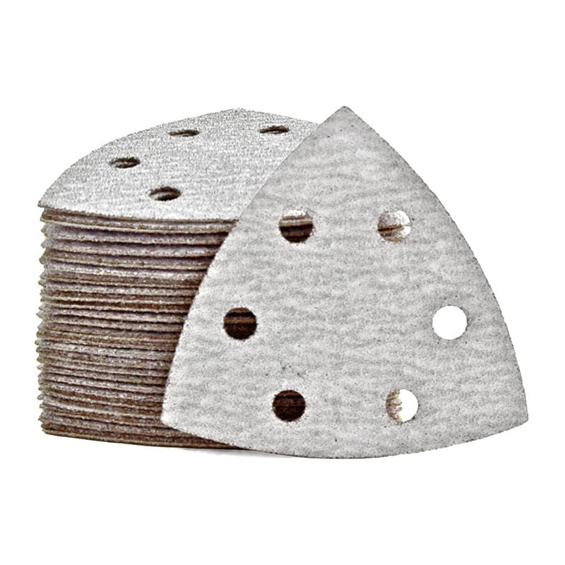 immagine 0 del prodotto shark carte abrasive velcrate, 93 mm, 6 fori, p. levigatrici a delta, corindone normale 50 pz. g120 miotools