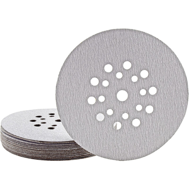 foto del prodotto shark dischi abrasivi velcrati, 225 mm, 19 fori, p. levigatrici per muri, corindone normale 25 pz. g80 miotools