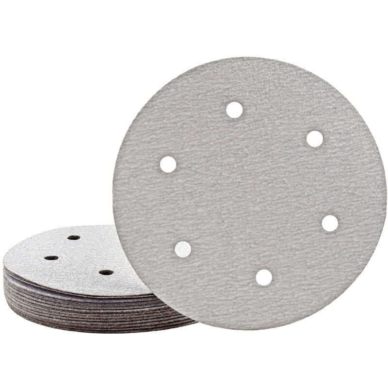 foto del prodotto shark dischi abrasivi velcrati, 225 mm, 6 fori, p. levigatrici per muri, corindone normale 25 pz. g400 miotools