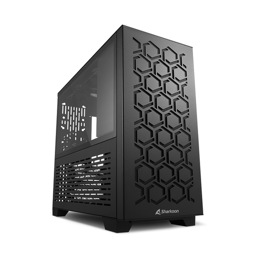 foto del prodotto sharkoon case micro atx 2xusb 3.0, vetro temperato, 1x80mm fan rear, 2x120mm fan superior, 1x120mm f