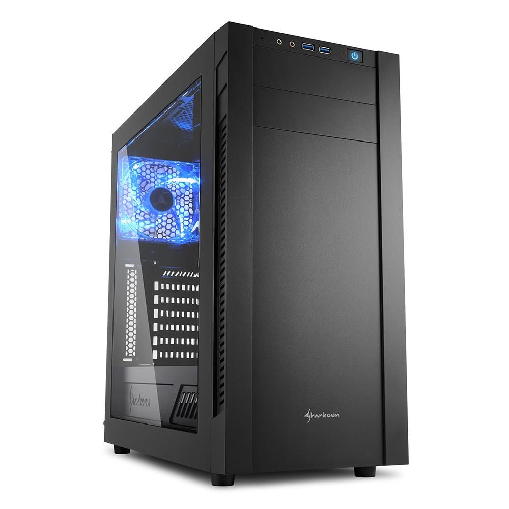 foto del prodotto sharkoon case, s25 w, atx, 2xusb 3.0,2x120 fans installed window black