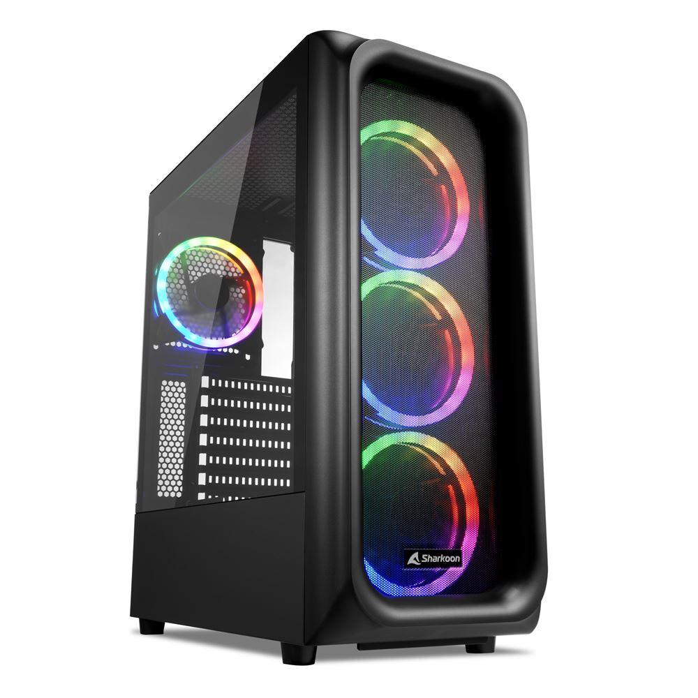 immagine 0 del prodotto sharkoon case tk5m rgb atx 1xusb 3.2, 2xusb 3.0, vetro temperato, 3x120mm fan front