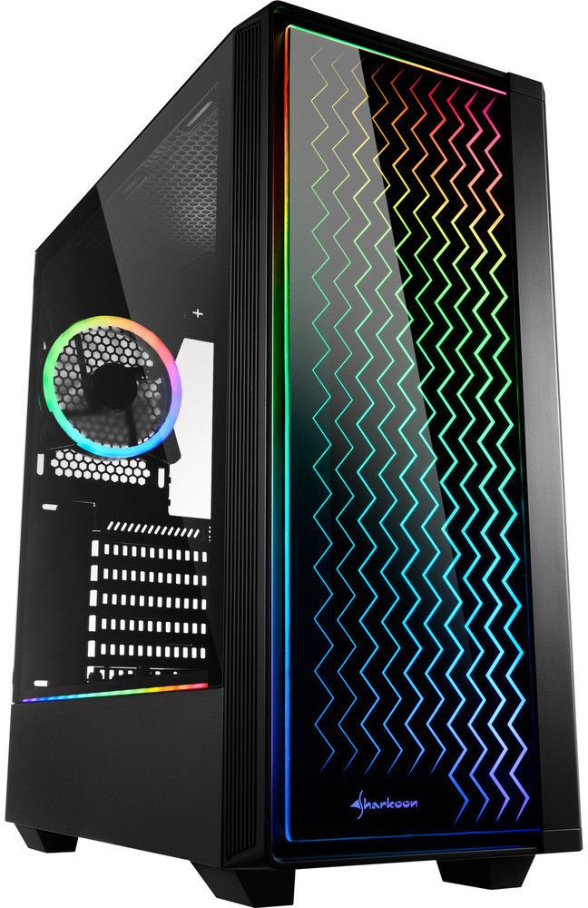 foto del prodotto sharkoon pc case gaming rgb lit200 midi tower led usb3.0 nero