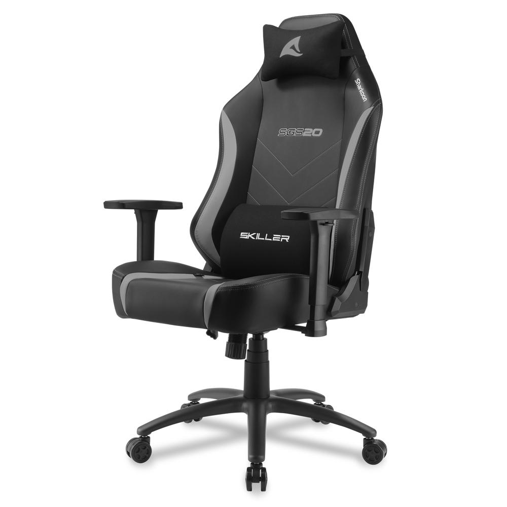 foto del prodotto sharkoon sedia gaming skiller sgs20 in pelle sintetica seduta e schienale imbottito nero e grigio