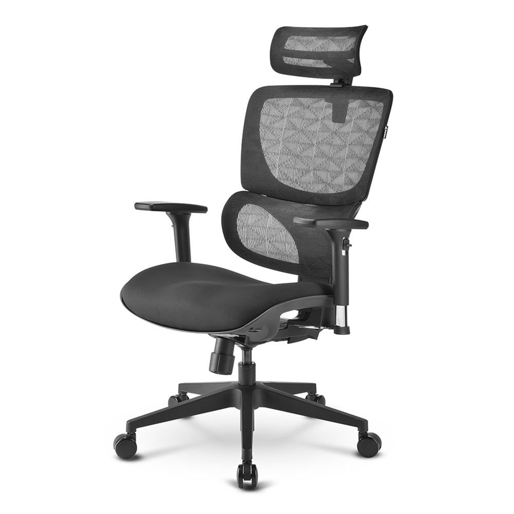 foto del prodotto sharkoon sedia office, fabric seat base, class 4 gaslift, 3d armrest headrest, 5 heights adjustabl