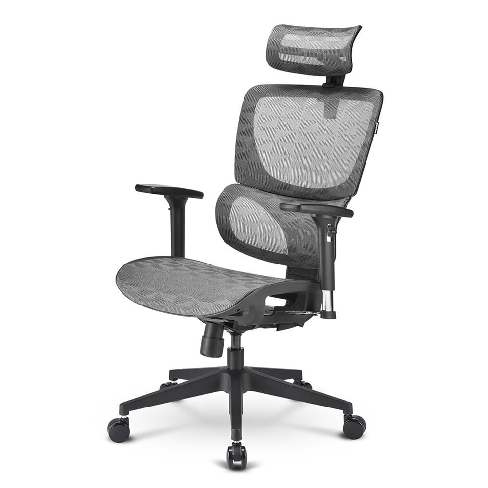 foto del prodotto sharkoon sedia office, full mesh, class 4 gaslift, 3d armrest headrest, 5 heights adjustable backr