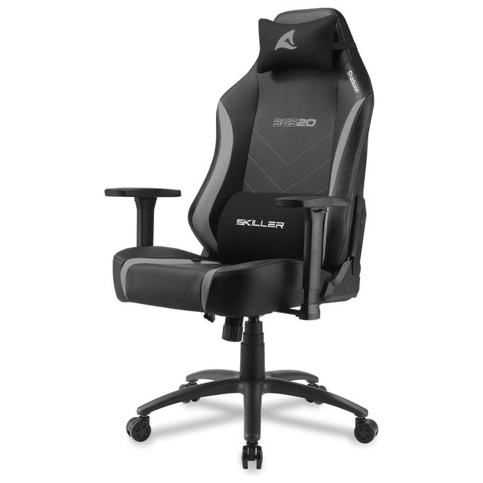 foto del prodotto sharkoon skiller sgs20 sedia in pelle sintetica, dimensioni comfort nera grigia