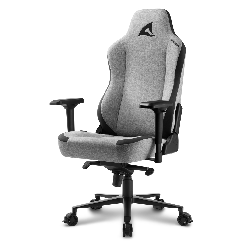 foto del prodotto sharkoon skiller sgs40 sedia gaming in tessuto, alzata gas classe 4, braccioli 4d, ruote da 75mm con blocco, nero grigio