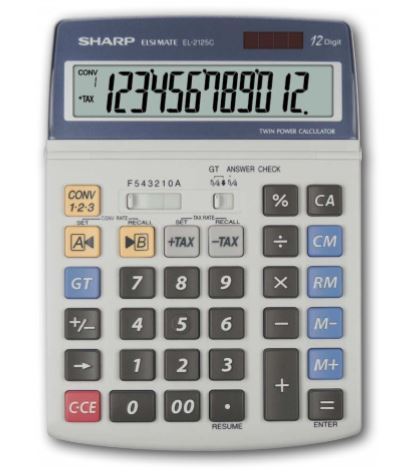 foto del prodotto sharp el2125c calcolatrice desktop calcolatrice finanziaria nero, blu, grigio