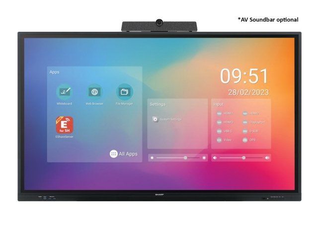 foto del prodotto sharp pn-lc752 pannello piatto per segnaletica digitale 190,5 cm (75"") lcd wi-fi 450 cd/m² 4k ultra hd nero touch screen processore integrato android 11 16/7