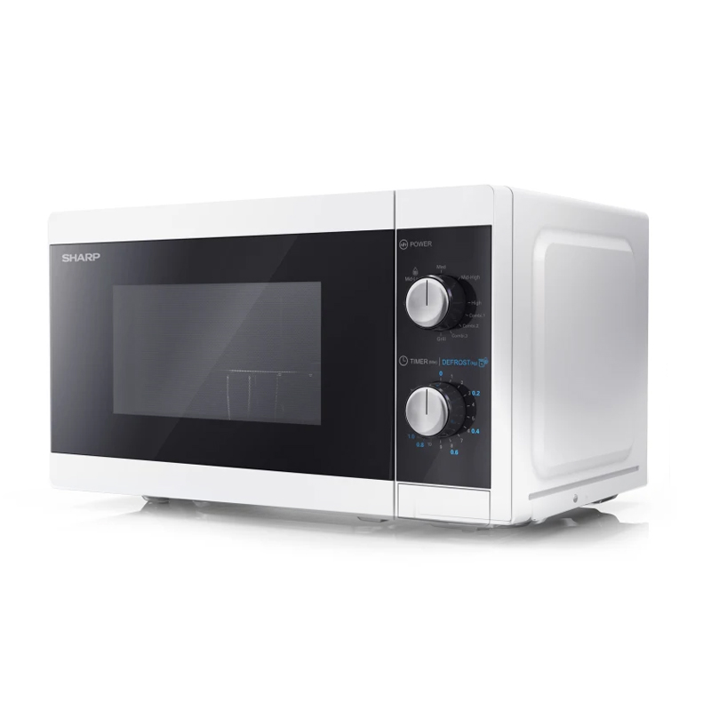 foto del prodotto sharp yc mg01e w forno a microonde nero, bianco microonde con grill superficie piana 20 l 800 w