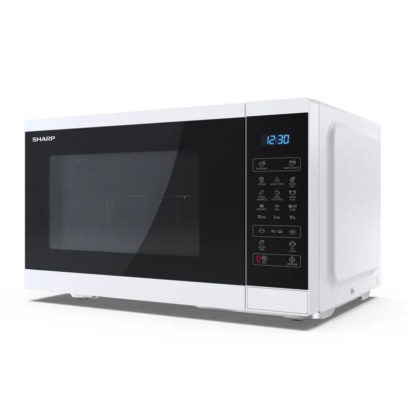 foto del prodotto sharp yc mg252ae w forno a microonde 25l 900w controllo digitale grill 11 livelli di potenza full white
