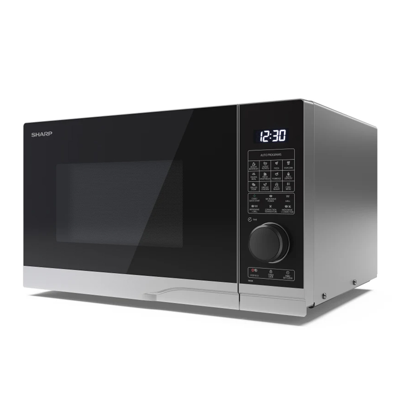 foto del prodotto sharp yc pc254ae s forno a microonde 25lt 900w controllo digitale grill 11 livelli di potenza black silver