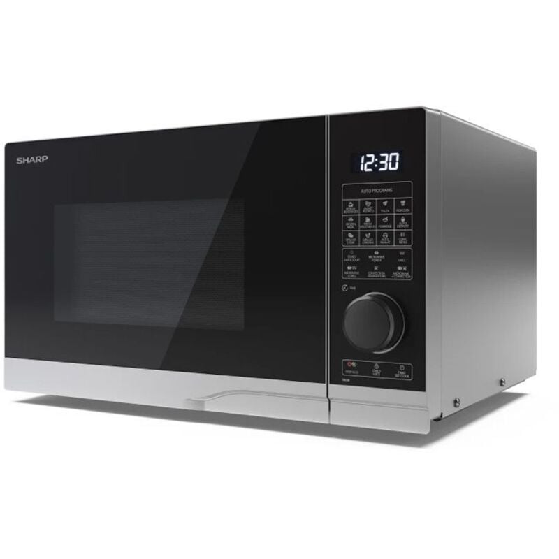 foto del prodotto sharp yc-pc254ae-s - forno a microonde 25lt - 900w - controllo digitale - grill - 11 livelli di potenza - black silver - shaycpc254aes