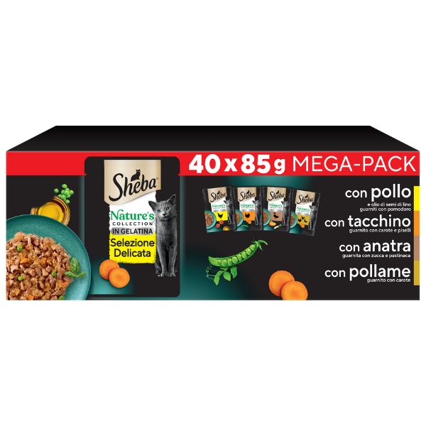 foto del prodotto sheba nature s collection in gelatina multipack 40x85 gr selezione delicata 1 ordine scegli lo sconto bzr5 bzr20 200 punti fedelt 