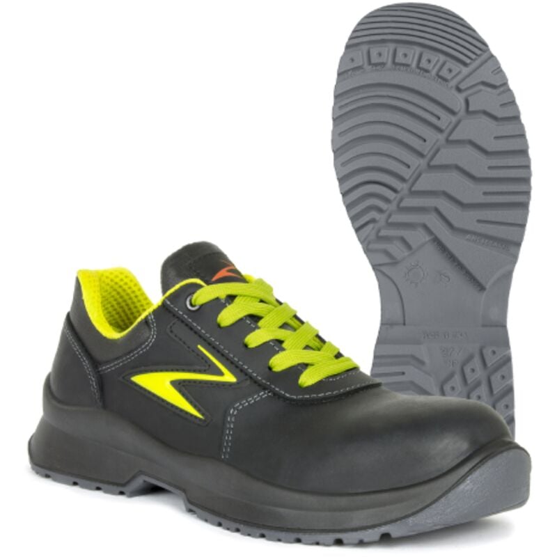 foto del prodotto shelby s3 scarpe da lavoro basse invernali antinfortunistiche n.41 in pelle idrorepellente nera giallo fluo metal free made in italy nero giallo 41