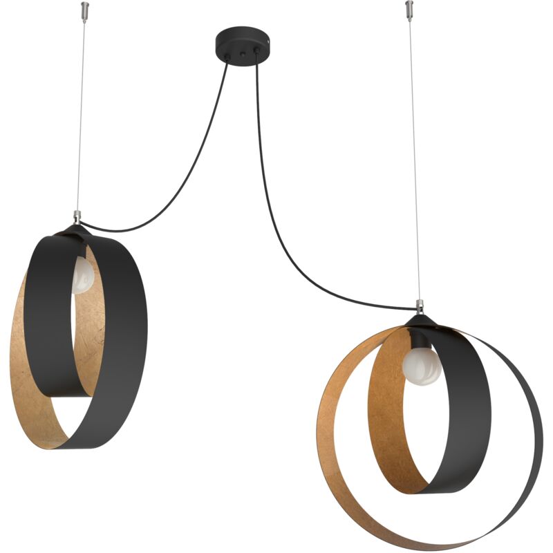 foto del prodotto shell sospensione, 2x e27, max 42w, metallo, nero foglia oro, d.40 lumicom