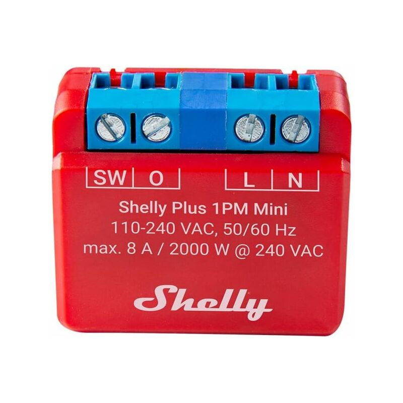 foto del prodotto shelly - mini plus 1pm smart relay 8a ac wifi bt pm
