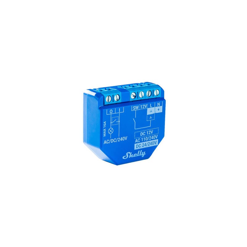 foto del prodotto shelly plus 1 dispositivo bluetooth wi fi per automazione domestica di luci, porta garage, sistema irrigazione, condizionatori, integrazione con
