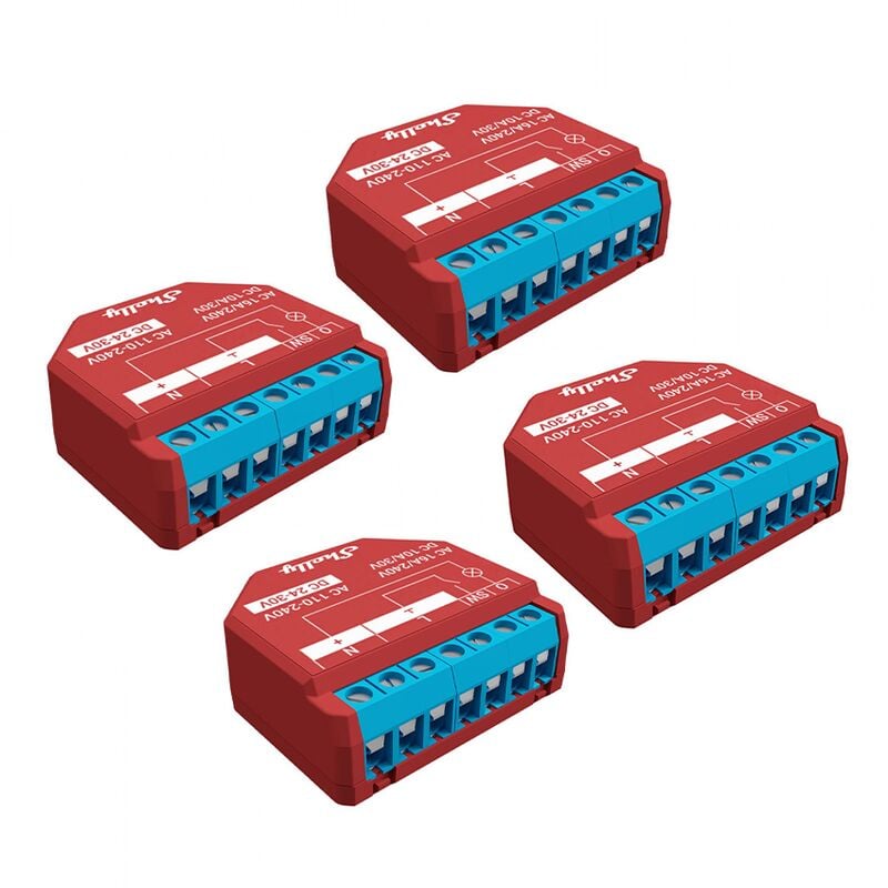 foto del prodotto shelly plus 1 pm confezione da 4, dispositivo bluetooth e wi fi per automazione domestica dei dispositivi elettrici luci e controllo del consumo di