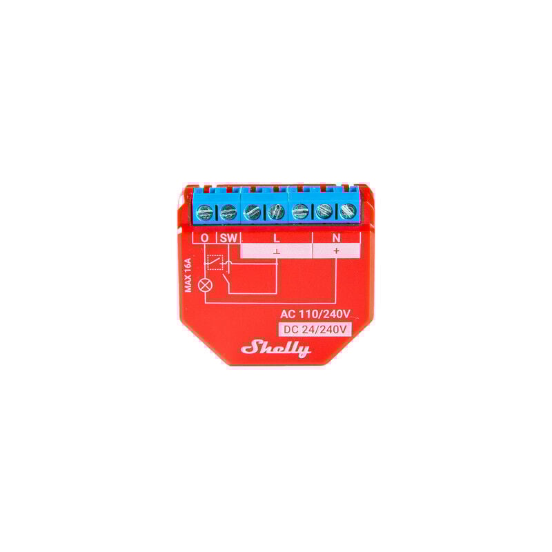 foto del prodotto shelly plus 1 pm dispositivo bluetooth e wi fi per automazione domestica dei dispositivi elettrici luci e controllo del consumo di corrente, rosso