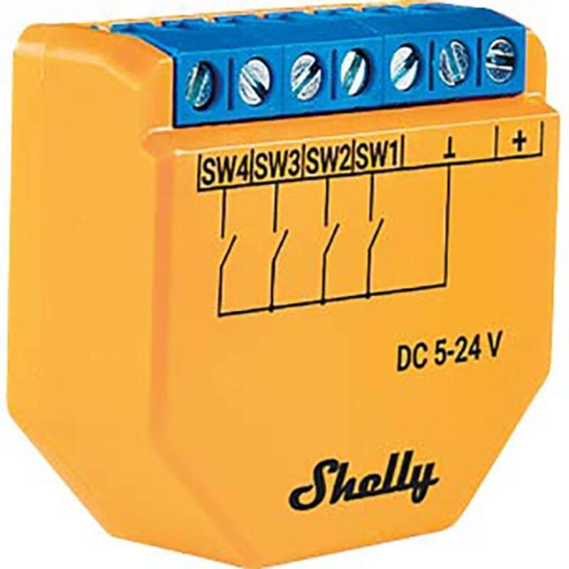 foto del prodotto shelly plus i4 dc modulo scenario wi fi, bluetooth