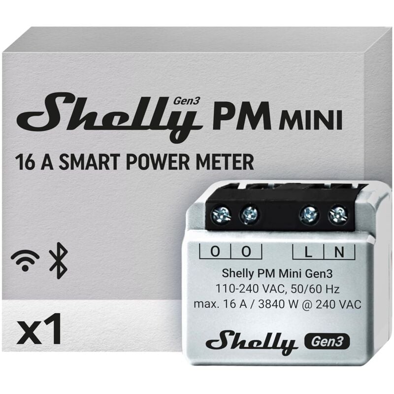 foto del prodotto shelly - pm mini gen3 attuatore di misura a commutazione wi-fi, bluetooth