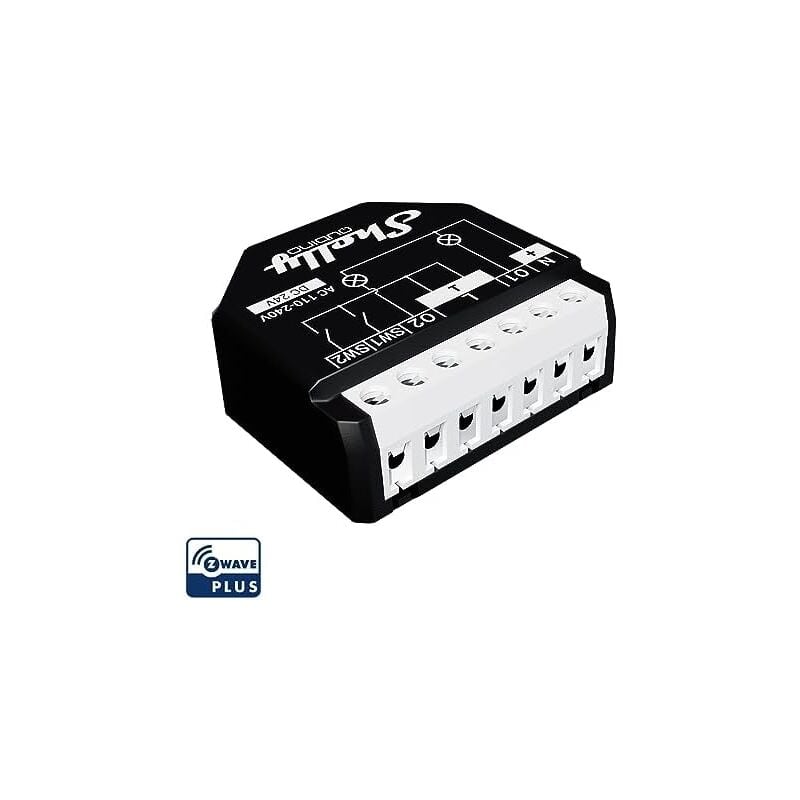 foto del prodotto shelly wave 2pm, z wave interruttore intelligente rel 2 canali, 16 , monitora il consumo di energia, controllo remoto e automazione,