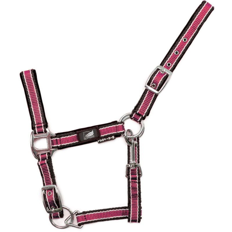 foto del prodotto shetland mini mini 000, nero bianco turchese cavezza per puledro in nylon bicolore con doppia regolazione con moschettone