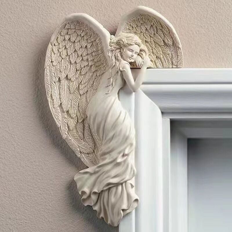 foto del prodotto shining house coppia sinistra e destra di telai per porte in resina con ali d angelo, decorazione, disegno di angelo, artigianato decorativo