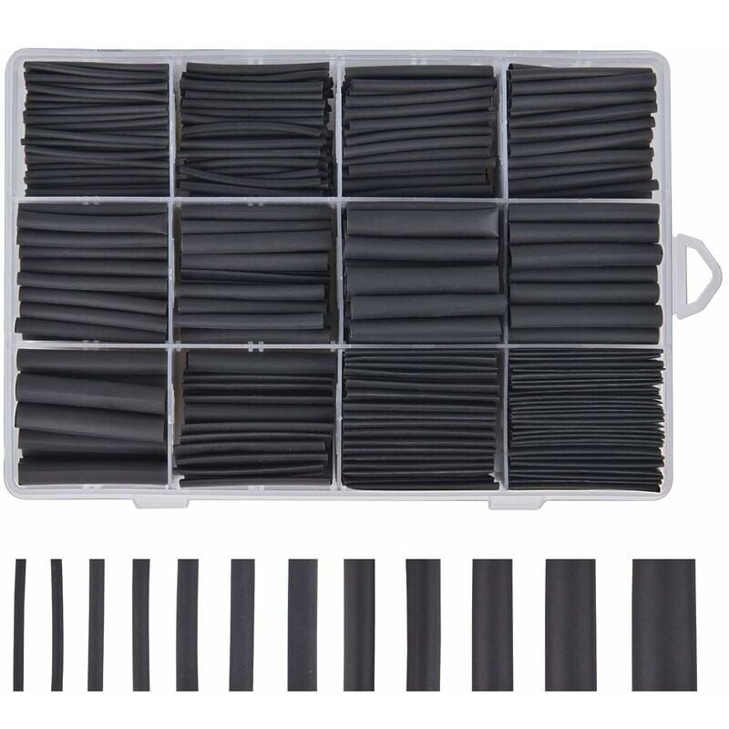 foto del prodotto shining house guaina termorestringente nera 625 pezzi guaina termorestringente guaina termorestringente un assortimento di 8 misure 1 10