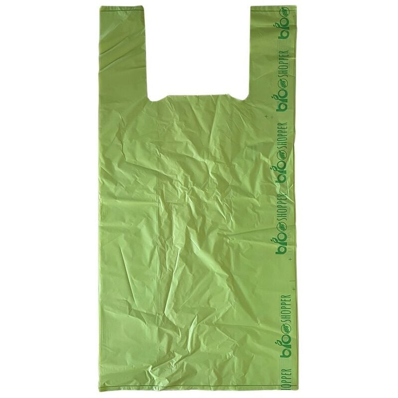 foto del prodotto shopper biodegradabili 23x40 cm per alimenti 5 confezioni da 500 sacchetti con manici 2500 sacchetti utilizzate come buste compostabili per