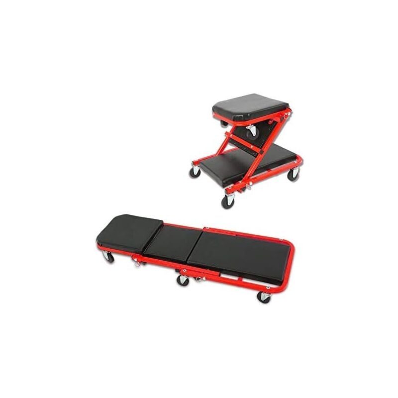 foto del prodotto shopping in rete carrello carrellino lettino sottoauto 2 in 1 sgabello da officina lettino riparazioni max 150 kg per meccanico officina con